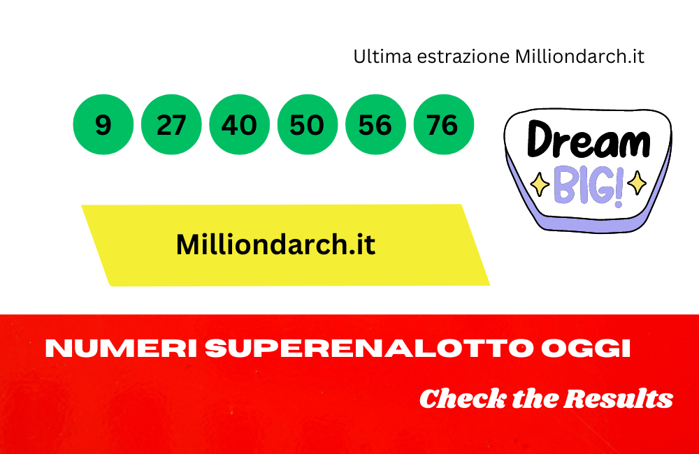 Numeri superenalotto oggi.
I numeri vincenti SuperEnalotto e SuperStar. Estrazioni Lotto, SuperEnalotto e 10eLotto di sabato 20 luglio 2024, i numeri vincenti: nessun 6 o 5+1

