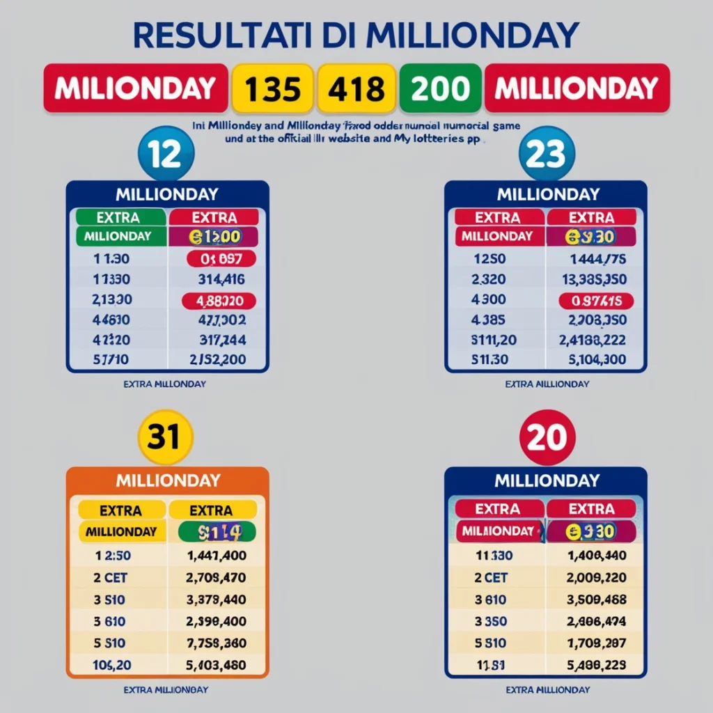 Risultati di MillionDay.
Archivio di estrazione MillionDAY.
