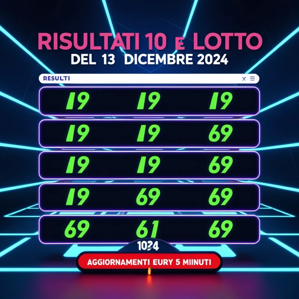 Risultati 10 e Lotto del 13 dicembre 2024 – Aggiornamenti ogni 5 minuti.
